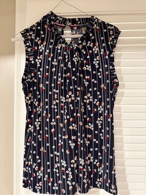 Tommy Hilfiger Navy Floral Tie-Neck Sleeveless Top